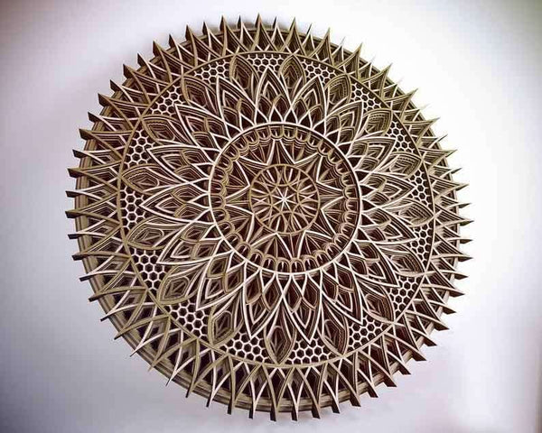 Flowered Multi Layered Wooden Mandala – 15″ x 15″ Inches