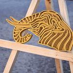 Handcrafted Multi-Layered Laser Cut Elephant Face – Brown & Yellow image 2