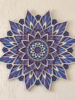 Handcrafted 9-Layer 3D Wooden Mandala Wall Art | Indigo & Amethyst Geometric Decor image 1