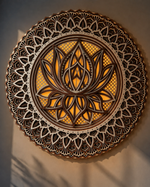 Illuminated Wooden Lotus Mandala Wall Frame (Warm LED Edition) image 3