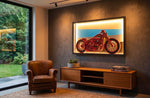 Premium 3D Multi-Layered Wooden Motorcycle Frame with Warm LED Backlighting image 1