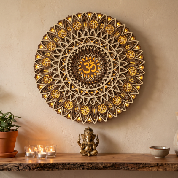 OM Mandala Multi Layered Mandala with LED lights