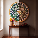 Divine Peacock Feather Om Mandala Wall Art – Backlit LED Illuminated Spiritual Decor with Remote Control image 4