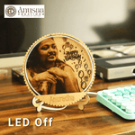 Photo Engraved on Wood Birthday Gifting Unique Table Top Frame with LED 6″ size image 2