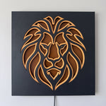 Majestic Lion 3D Multi-Layered Backlit Wooden Wall Art | Illuminated Wild Animal Relief Frame image 5