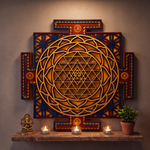 Shree Yantra LED Wall Decor Wooden Mandala Wall Art for Home & Office | Vastu Spiritual Wall Hanging with Lights image 2