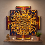 Shree Yantra LED Wall Decor Wooden Mandala Wall Art for Home & Office | Vastu Spiritual Wall Hanging with Lights image 1