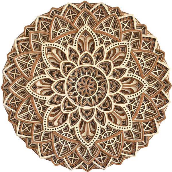 Flower Inspired Multi Layered Wooden Mandala 13.5″ x 13.5″ inches