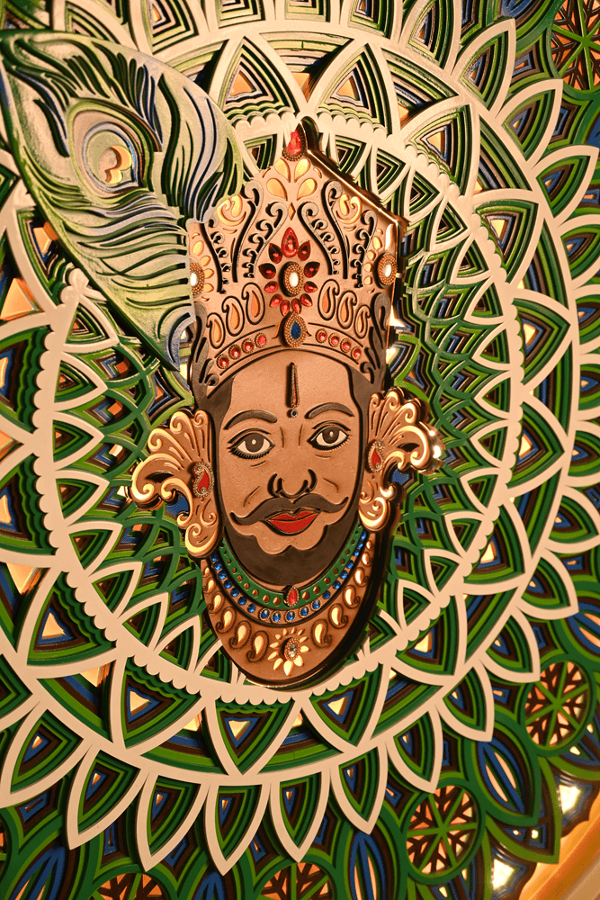 Bring Divine Elegance Home with the Khatu Shyam Wooden Mandala Frame