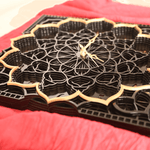 Elegant Square Black Wooden Mandala Wall Clock with Golden Accents image 2