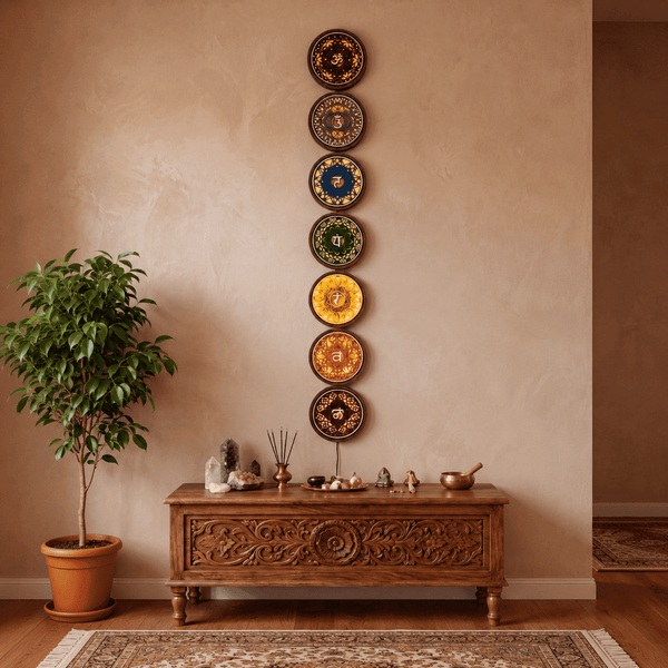 7 Chakra Multi Layered Wooden Mandala Wall Art with LED Lights | Spiritual Chakra Frame Set | 56 Inch Vertical Wall Decor