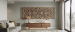 Astra Weave Triptych – 9 Layer Multi Piece Wooden Mandala Wall Art for Luxury Interiors image 1