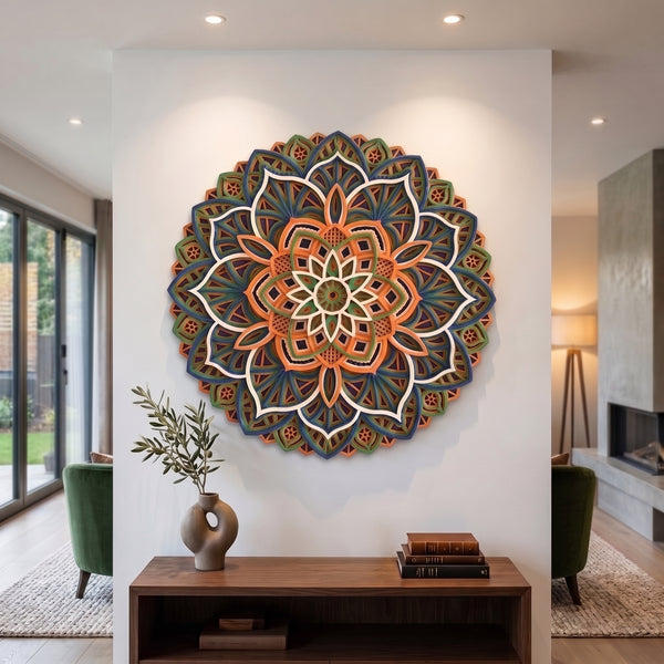Floral Inspired Multi-Layered Wooden Mandala