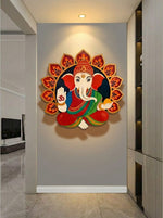 Wooden Mandala Ganpati Frameless Pattern Wall Hanging image 2