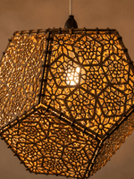 Hexagon Wooden Pendant Lamp with Intricate Geometric Cutwork image 2