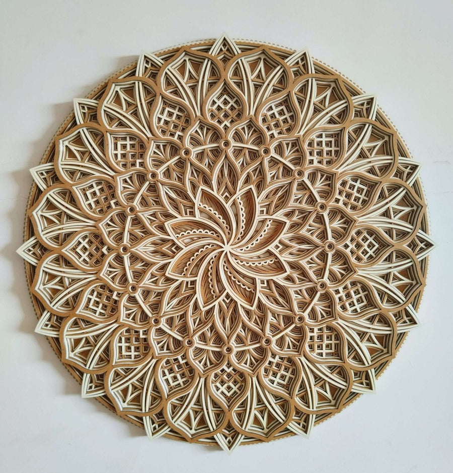 Flowered Multi Layered Wooden Mandala without light version