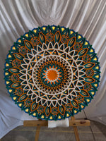 Bloom Mandala | Multilayer 3D Wooden Wall Art in Peacock Blue & Marigold image 3