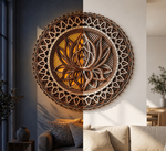 Illuminated Wooden Lotus Mandala Wall Frame (Warm LED Edition) image 4