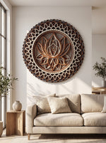 Illuminated Wooden Lotus Mandala Wall Frame (Warm LED Edition) image 2