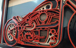 Premium 3D Multi-Layered Wooden Motorcycle Frame with Warm LED Backlighting image 3
