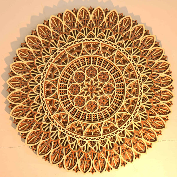 Flowered Multi Layered Wooden Mandala
