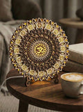 Mini OM Mandala with LED Lights – Handcrafted Wooden Wall Décor
