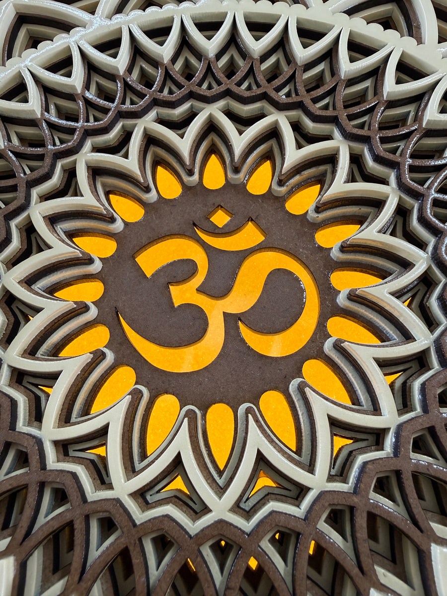 Actual photo of OM Mandala Multi Layered Mandala with LED lights