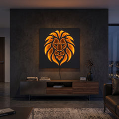 Majestic Lion 3D Multi-Layered Backlit Wooden Wall Art | Illuminated Wild Animal Relief Frame