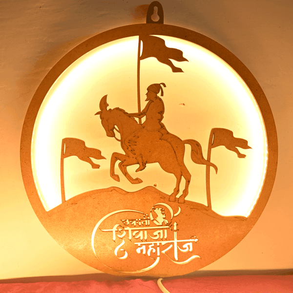 Illuminate Your Space with Majesty: Shivaji Maharaj LED Light Frame 12 Inch