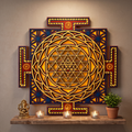 Shree Yantra LED Wall Decor Wooden Mandala Wall Art for Home & Office | Vastu Spiritual Wall Hanging with Lights