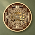 Shree Yantra Wooden Wall Art with Gold Mirror Finish