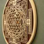 Shree Yantra Wooden Wall Art with Gold Mirror Finish image 5