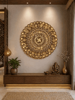 Premium Multi Layered Swastik Mandala Wall Frame with LED Lights – Wooden Spiritual Wall Decor for Home & Office image 1