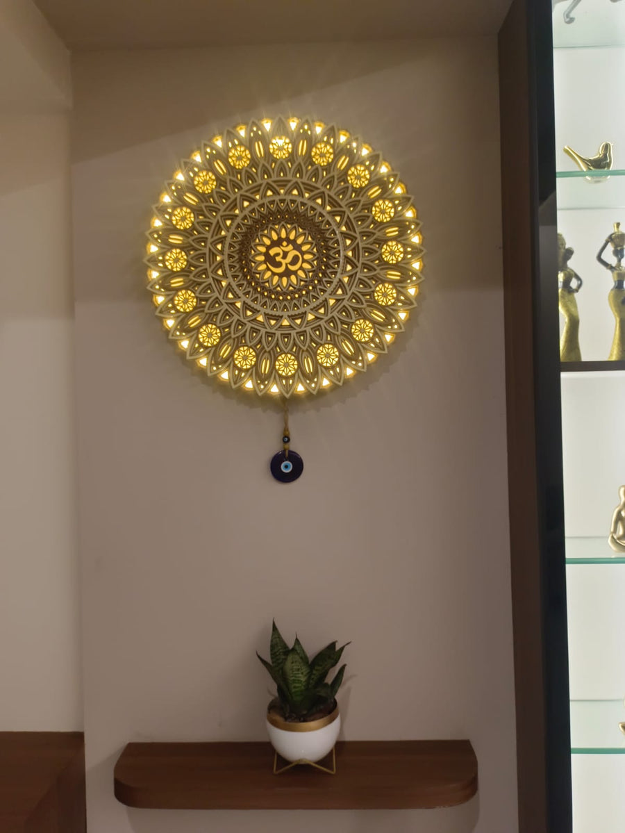 Actual photo of OM Mandala Multi Layered Mandala with LED lights