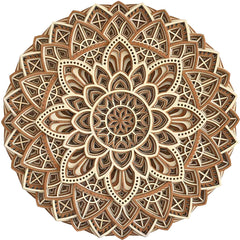 Flower Inspired Multi Layered Wooden Mandala 13.5″ x 13.5″ inches