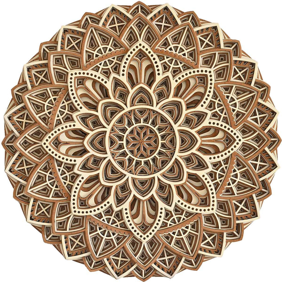Flower Inspired Multi Layered Wooden Mandala 13.5″ x 13.5″ inches