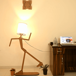 Wooden Floor Lamp with movable Arms & Legs with LED Bulb Included image 2