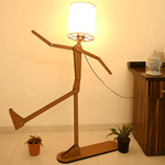 Wooden Floor Lamp with movable Arms & Legs with LED Bulb Included image 4