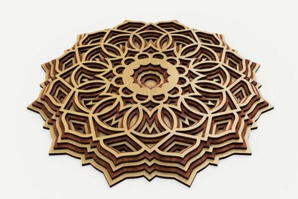 Flowered Multi Layered Wooden Mandala