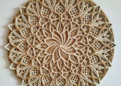 Flowered Multi Layered Wooden Mandala – 15″ x 15″ Inches