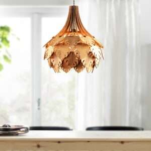 Hanging wooden lamp