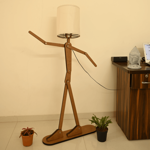 Decorative Floor and Swing Arm Floor Lamp, Wooden Reading Lights for Kids, Bedroom, Living Room, Home, Office, Farmhouse, LED Bulb Included