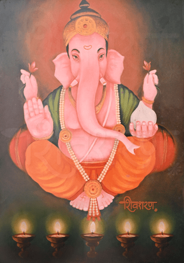 Ganapati Hand Painted with Acrylic colors