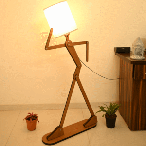 Wooden Floor Lamp with movable Arms & Legs with LED Bulb Included