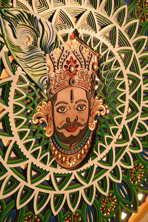 Multi Layred Khatu Shyam wooden Mandala frame closeup photo