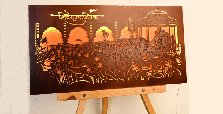 Shivrajyabhishek frame wooden with led lights