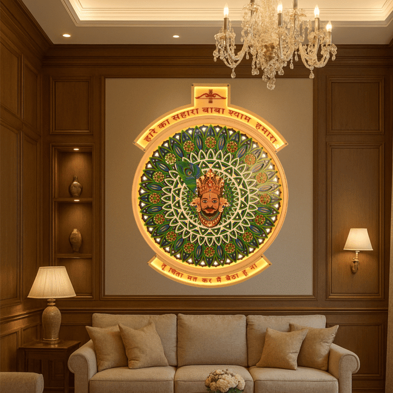 Bring Divine Elegance Home with the Khatu Shyam Wooden Mandala Frame