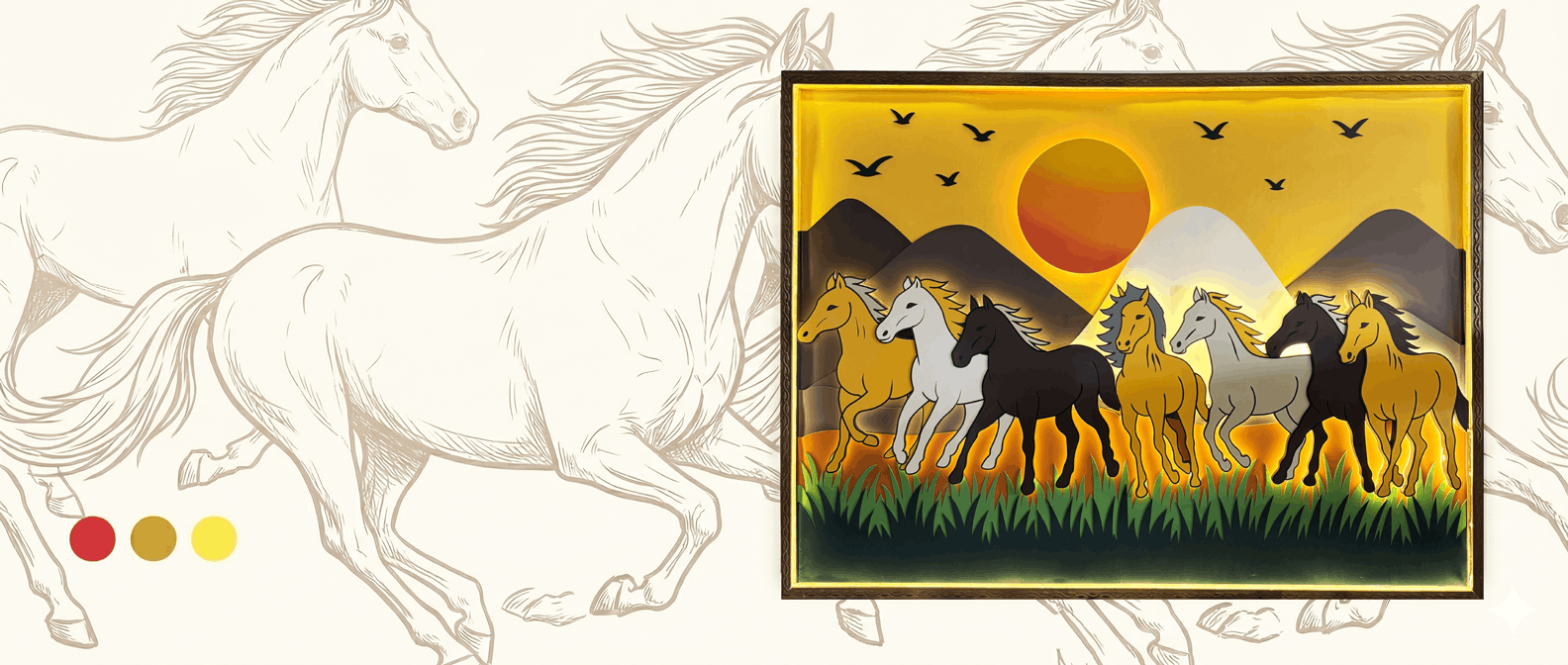 7 Horses wooden multi layered frame