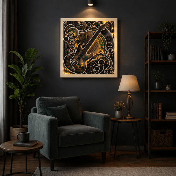 Guitar Mandala frame with LED lights