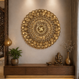 Premium Multi Layered Swastik Mandala Wall Frame with LED Lights – Wooden Spiritual Wall Decor for Home & Office